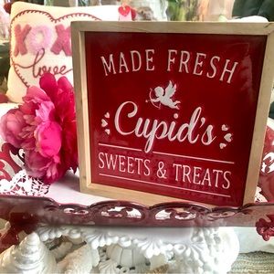 NEW! ❤️”Cupids Sweet Treats” 3D Tin Sign Wood Frame